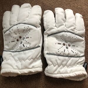 Joe Boxer White Kids Snow Mittens with Silver Accents